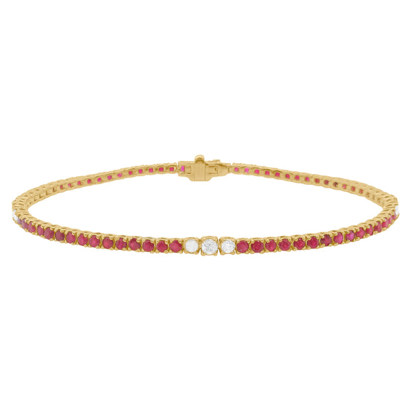 14K GOLD DIAMOND AND RUBY MELANIE TENNIS BRACELET