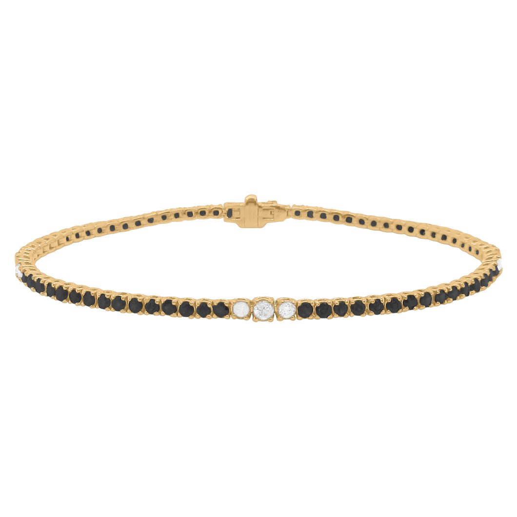 14K GOLD DIAMOND BLACK DIAMOND MELANIE TENNIS BRACELET