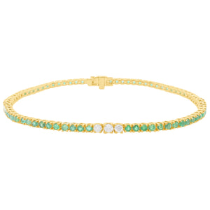 14K GOLD DIAMOND EMERALD MELANIE TENNIS BRACELET