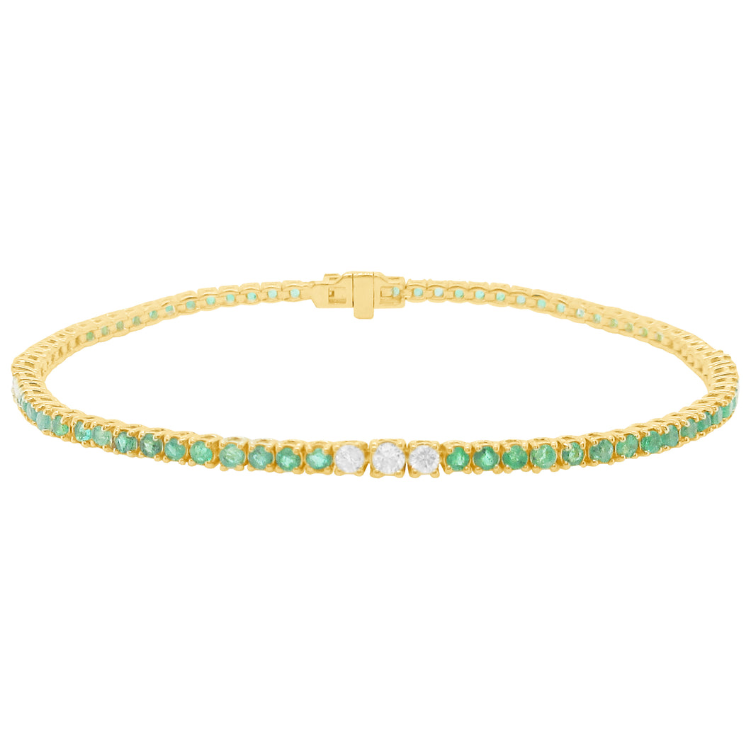 14K GOLD DIAMOND EMERALD MELANIE TENNIS BRACELET