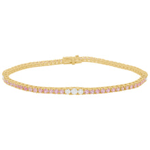 14K GOLD DIAMOND PINK SAPPHIRE MELANIE TENNIS BRACELET