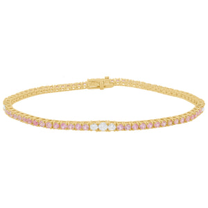 14K GOLD DIAMOND PINK SAPPHIRE MELANIE TENNIS BRACELET