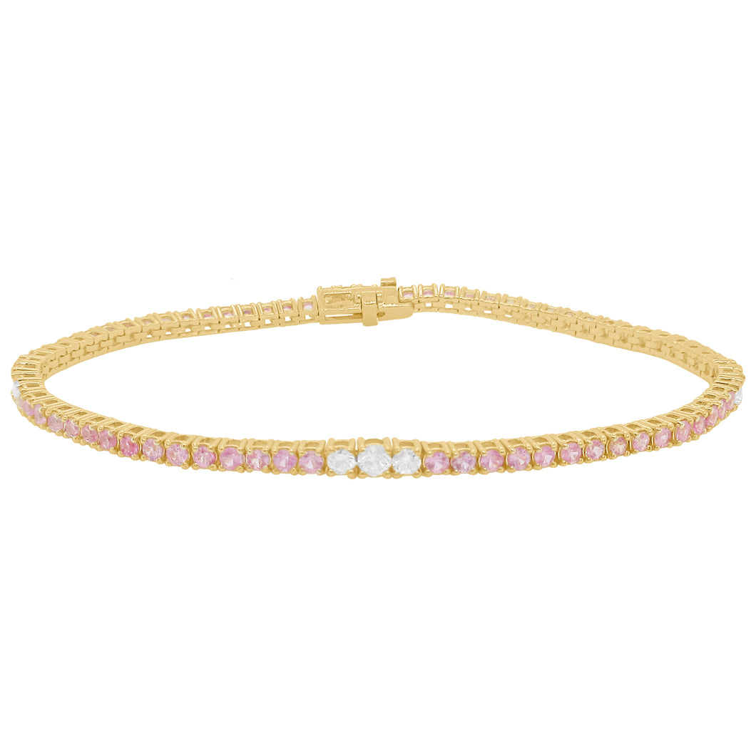 14K GOLD DIAMOND PINK SAPPHIRE MELANIE TENNIS BRACELET