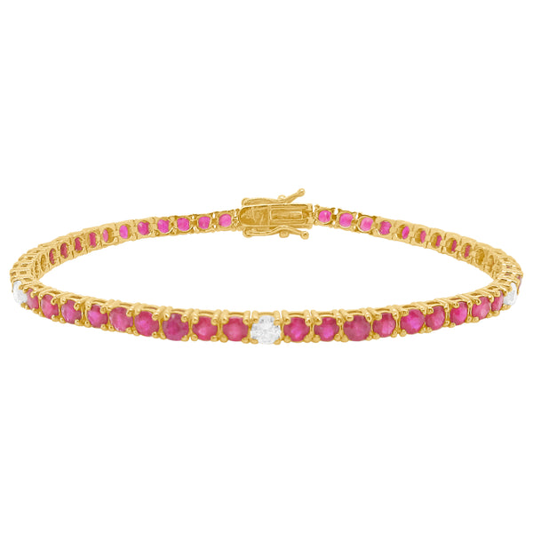 14K GOLD DIAMOND AND RUBY MEDIUM HILARY TENNIS BRACELET