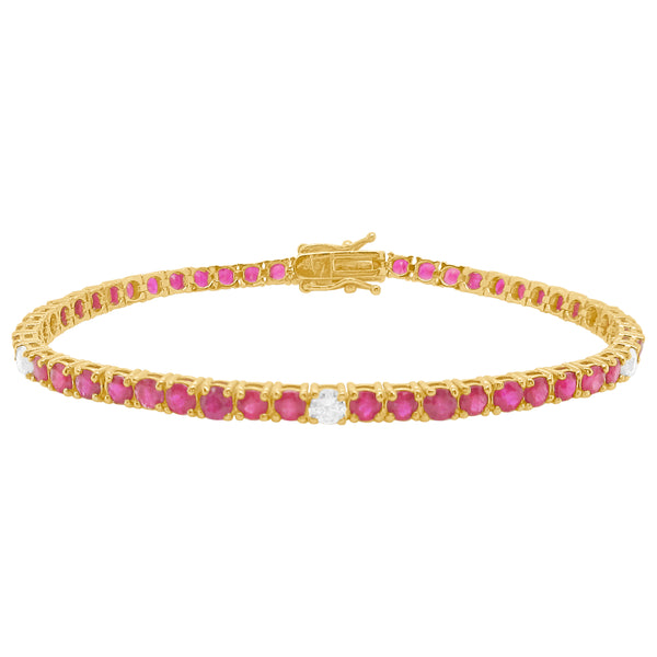 14K GOLD DIAMOND AND RUBY MEDIUM HILARY TENNIS BRACELET
