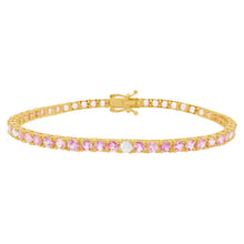 14K GOLD DIAMOND PINK SAPPHIRE MEDIUM HILARY TENNIS BRACELET