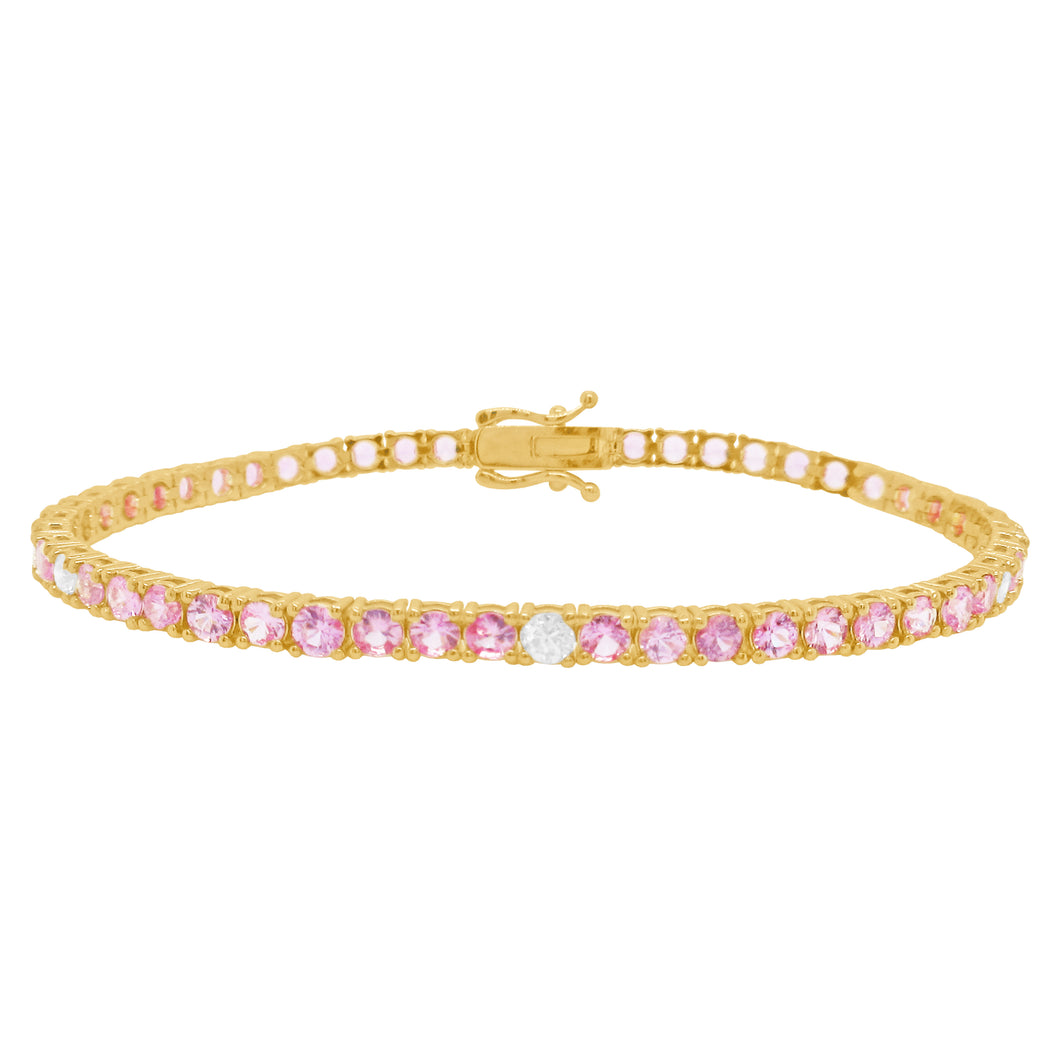 14K GOLD DIAMOND PINK SAPPHIRE MEDIUM HILARY TENNIS BRACELET