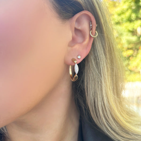 14K GOLD DIAMOND SHAY HOOPS