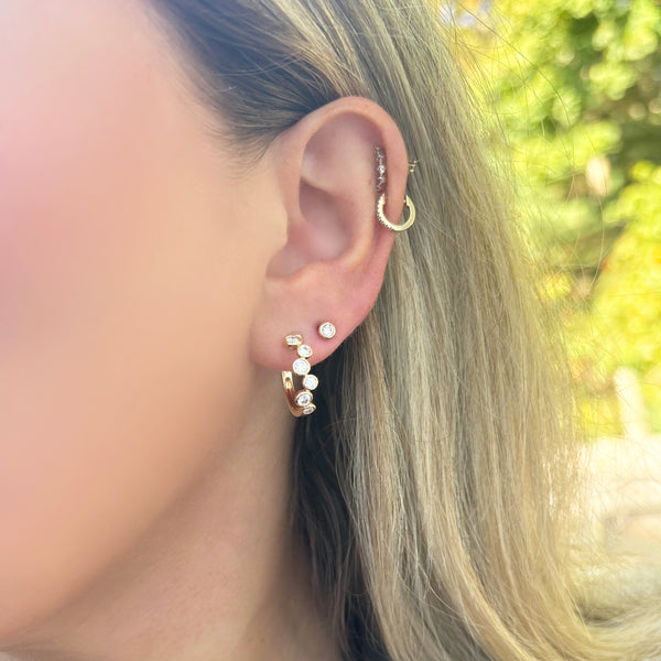 14K GOLD DIAMOND KENDRA HOOPS