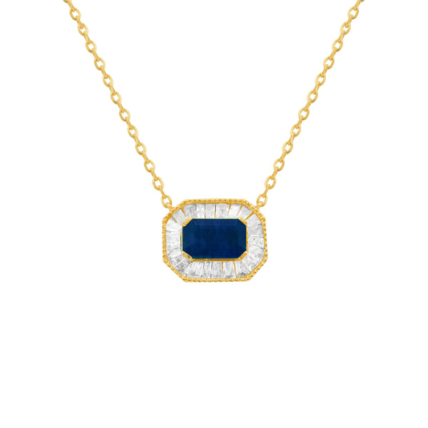 14K GOLD DIAMOND SAPPHIRE CLAIRE NECKLACE