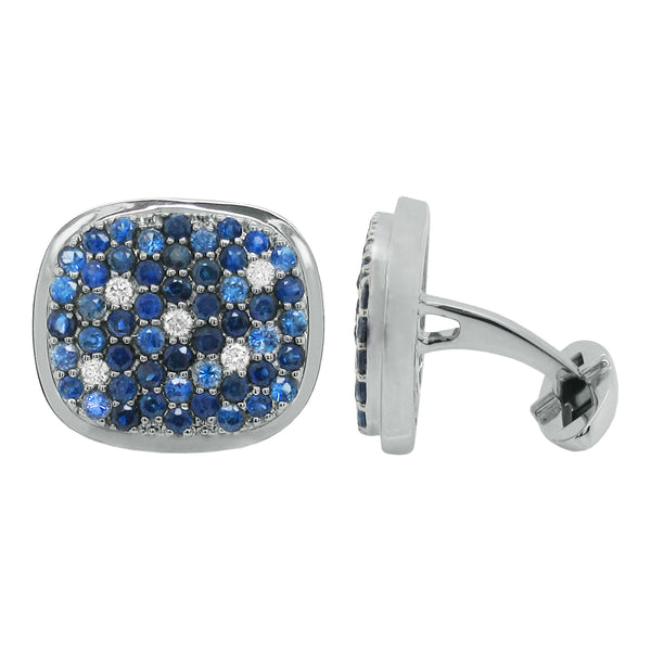 14K GOLD DIAMOND SAPPHIRE JAMES CUFFLINKS