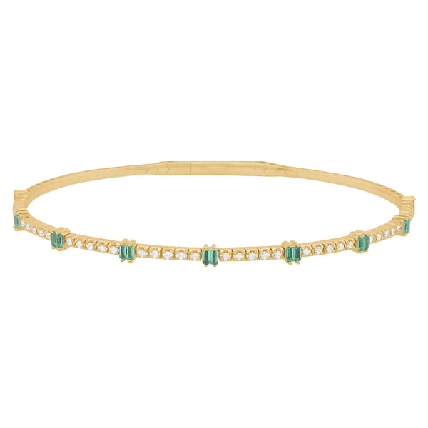 14K GOLD DIAMOND EMERALD KAIA FLEX BANGLE