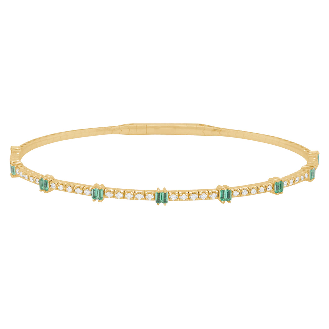 14K GOLD DIAMOND EMERALD KAIA FLEX BANGLE