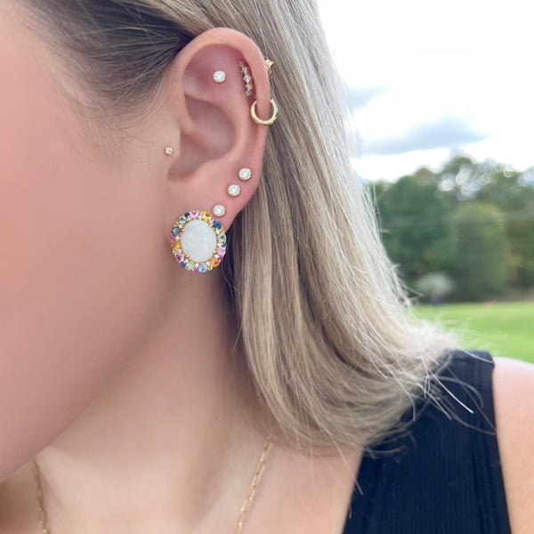 18K GOLD DIAMOND MULTI COLOR SAPPHIRE AND OPAL CANDACE EARRINGS
