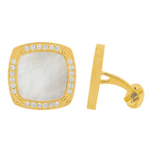 14K GOLD DIAMOND MOTHER OF PEARL CASEY CUFFLINKS