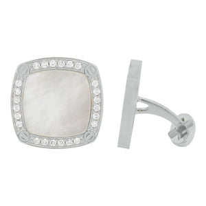 14K GOLD DIAMOND MOTHER OF PEARL CASEY CUFFLINKS