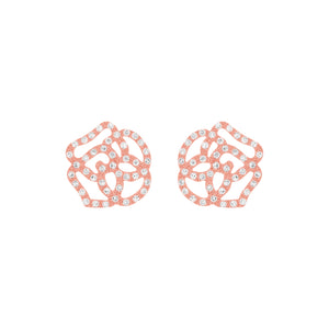 14K GOLD DIAMOND MEDIUM CAMELLIA STUDS