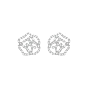 14K GOLD DIAMOND MEDIUM CAMELLIA STUDS