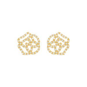 14K GOLD DIAMOND MEDIUM CAMELLIA STUDS