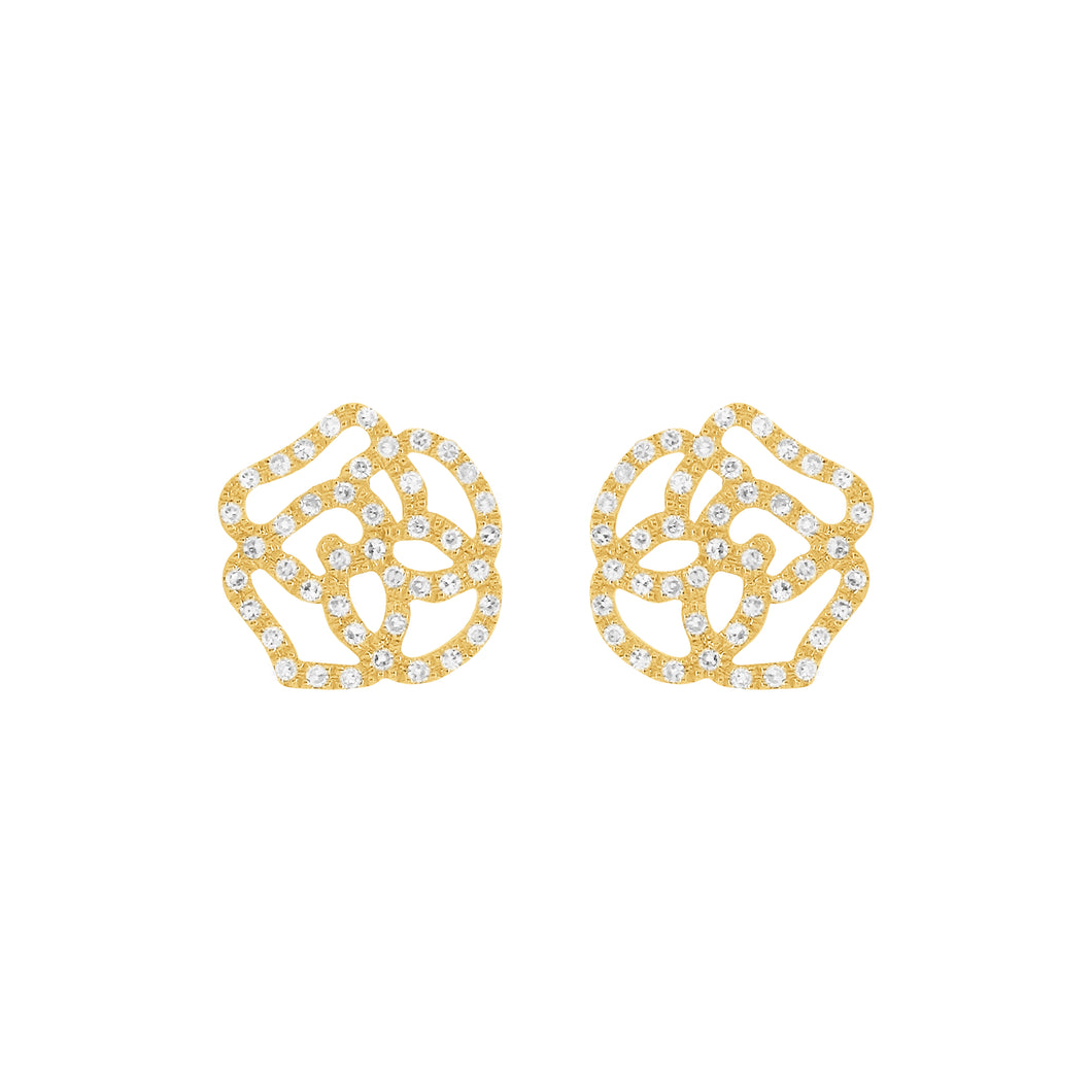 14K GOLD DIAMOND MEDIUM CAMELLIA STUDS