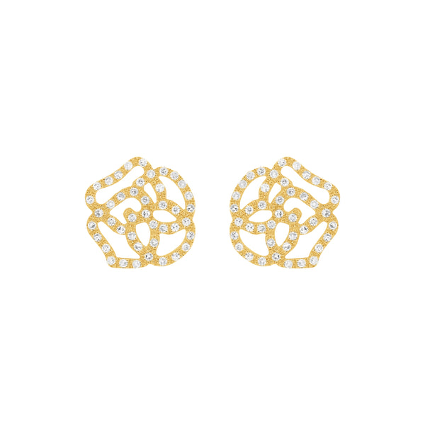 14K GOLD DIAMOND MEDIUM CAMELLIA STUDS
