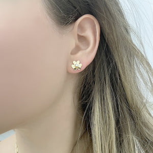 14K GOLD DIAMOND SMALL BELLA FLOWER STUDS