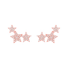 14K GOLD DIAMOND THREE STAR STUDS