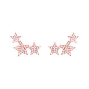 14K GOLD DIAMOND THREE STAR STUDS