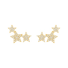 14K GOLD DIAMOND THREE STAR STUDS