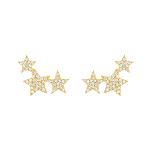 14K GOLD DIAMOND THREE STAR STUDS