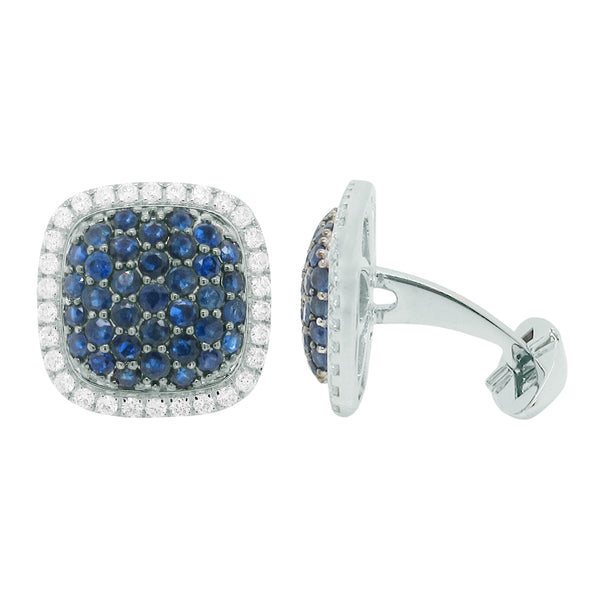 14K GOLD DIAMOND SAPPHIRE NATHAN CUFFLINKS