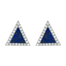 14K GOLD DIAMOND LAPIS LAURIE TRIANGLE STUDS
