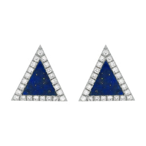 14K GOLD DIAMOND LAPIS LAURIE TRIANGLE STUDS
