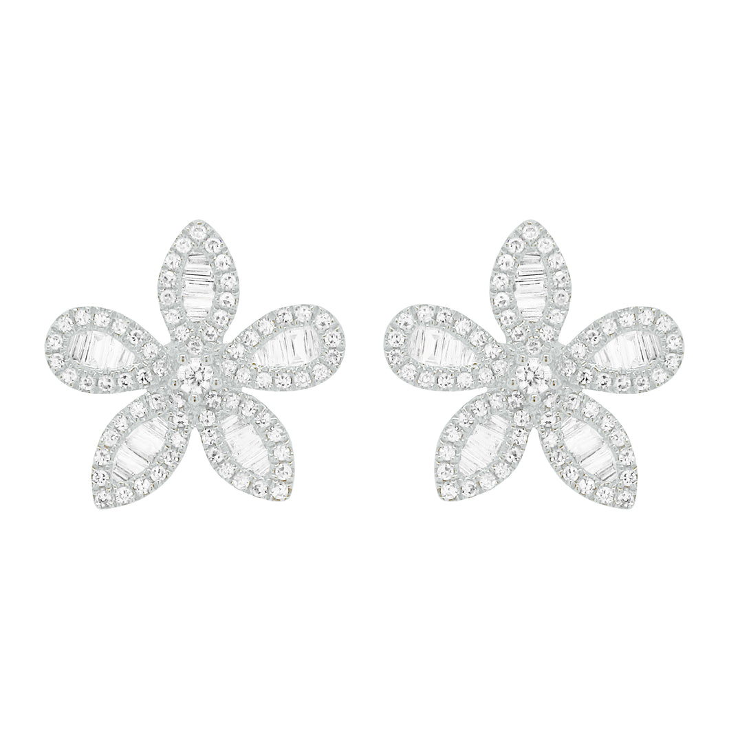 14K GOLD DIAMOND ROSIE FLOWER STUDS