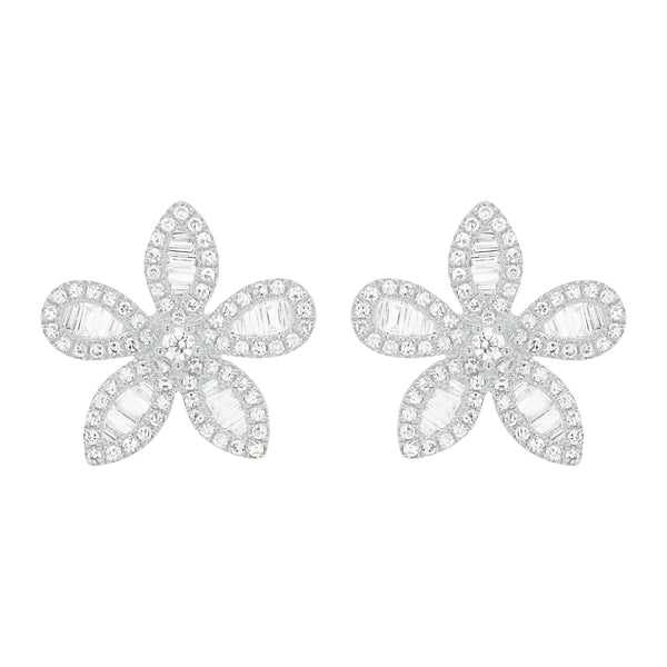 14K GOLD DIAMOND ROSIE FLOWER STUDS