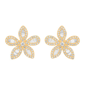14K GOLD DIAMOND ROSIE FLOWER STUDS