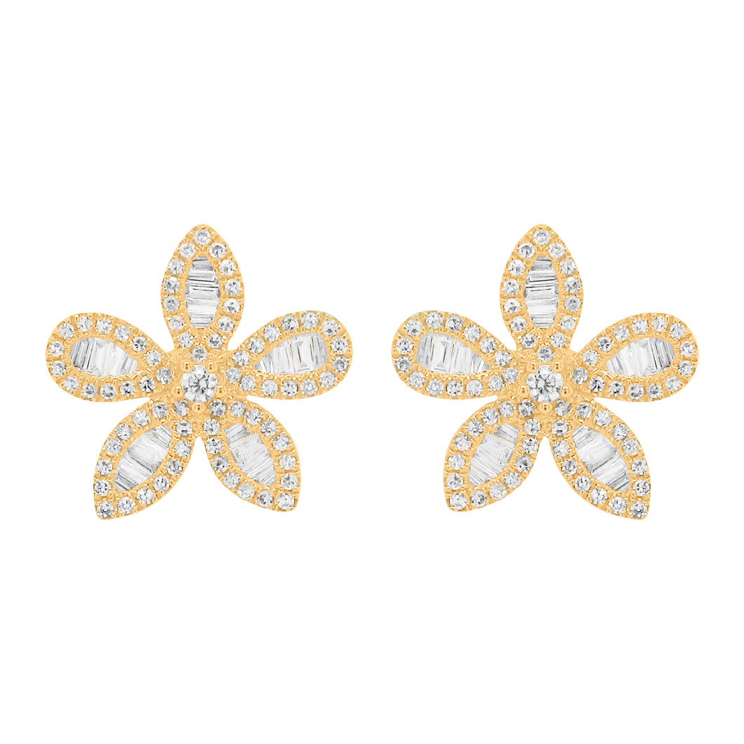 14K GOLD DIAMOND ROSIE FLOWER STUDS