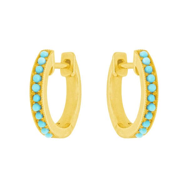 14K GOLD ELENA TURQUOISE HUGGIES
