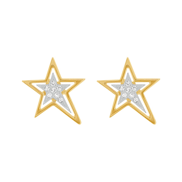 14K GOLD DIAMOND ZENA STAR STUDS
