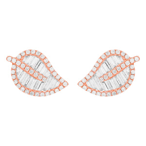 14K GOLD DIAMOND HALLIE LEAF STUDS