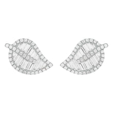 14K GOLD DIAMOND HALLIE LEAF STUDS