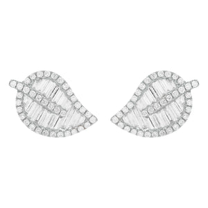 14K GOLD DIAMOND HALLIE LEAF STUDS