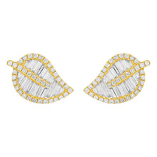 14K GOLD DIAMOND HALLIE LEAF STUDS