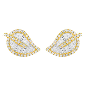 14K GOLD DIAMOND HALLIE LEAF STUDS