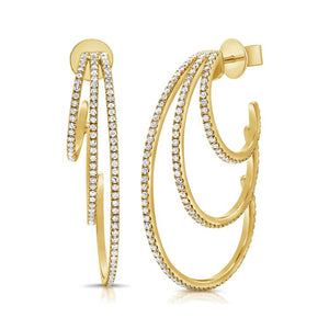 14K GOLD DIAMOND GINA HOOPS