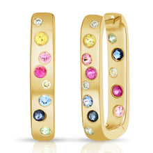 14K GOLD DIAMOND AND MULTICOLOR SAPPHIRE GWEN CONFETTI HOOPS