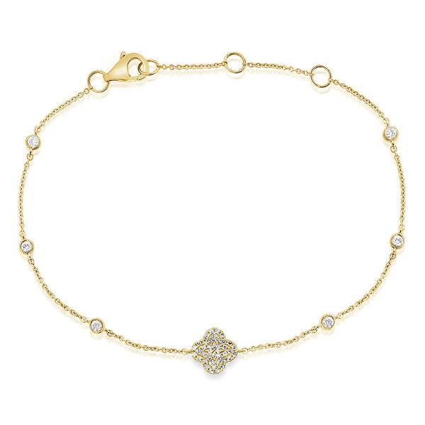 14K GOLD DIAMOND HEDI CLOVER BRACELET