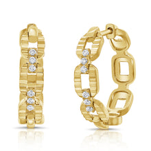 14K GOLD DIAMOND CARMINE HOOPS