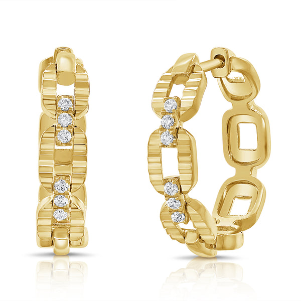 14K GOLD DIAMOND CARMINE HOOPS