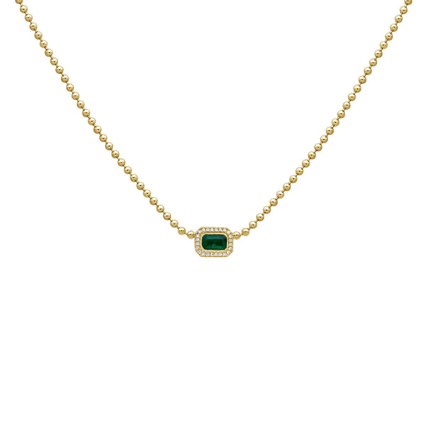 14K GOLD DIAMOND EMERALD SHANNA NECKLACE